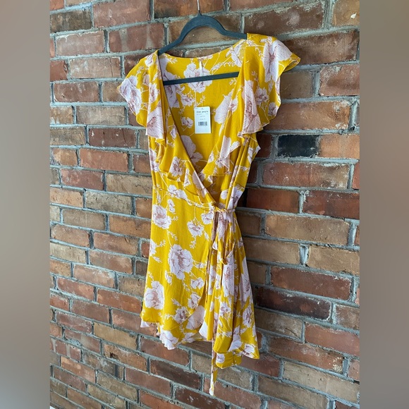 FREE PEOPLE NWTs French quarter yellow floral print mini dress size medium - Picture 5 of 10